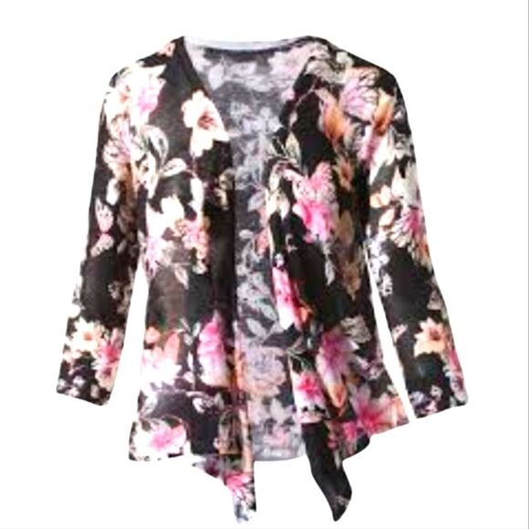 EC CHICO'S BUTTERFLY GARDEN OPEN CARDIGAN SZ S - Picture 1 of 5